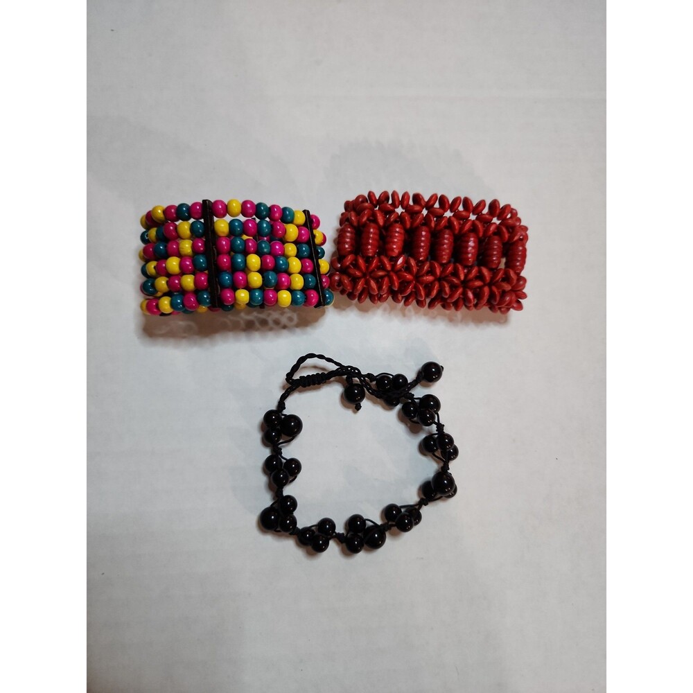 Paparazzi Natural Wood Bead Bracelets – Multi-Color & Red Earthy Stretch Bands